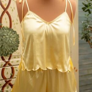 Mentionables Scalloped Embroidered Satin Cami -Lemon Chiffon